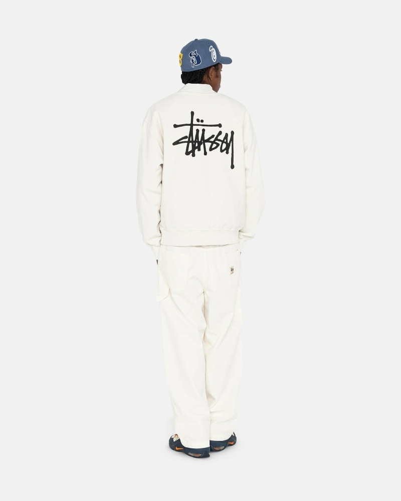 Beige Stussy Basic Crew Men's Hoodies | USA000007