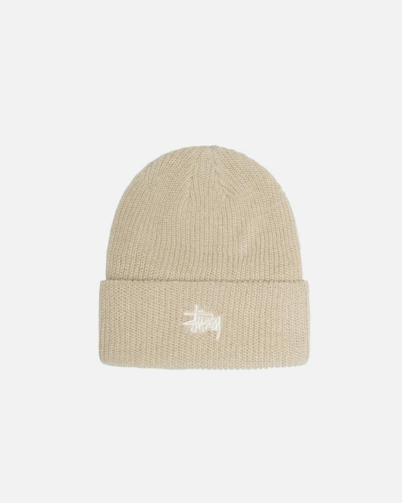 Beige Stussy Basic Cuff Men\'s Beanie | USA000382