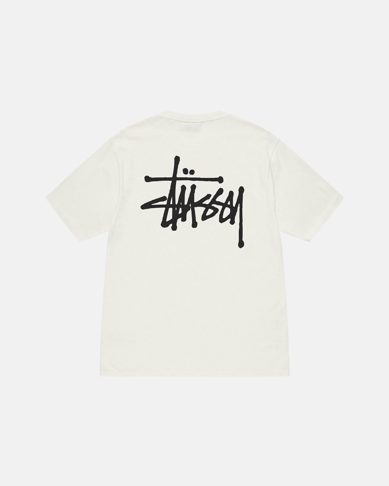 Beige Stussy Basic Pigment Dyed Men\'s T Shirts | USA000105