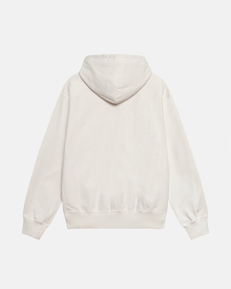 Beige Stussy Block Sport Pigment Dyed Men's Hoodies | USA000019