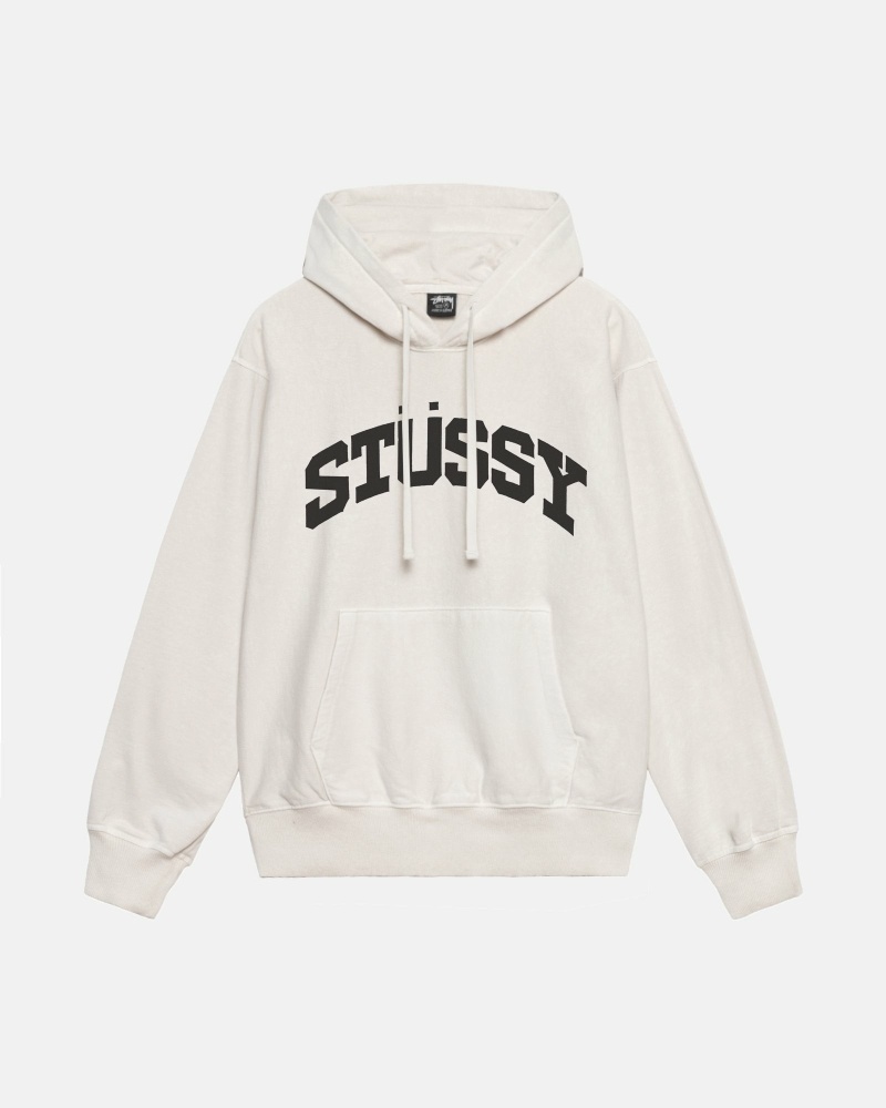 Beige Stussy Block Sport Pigment Dyed Men\'s Hoodies | USA000019