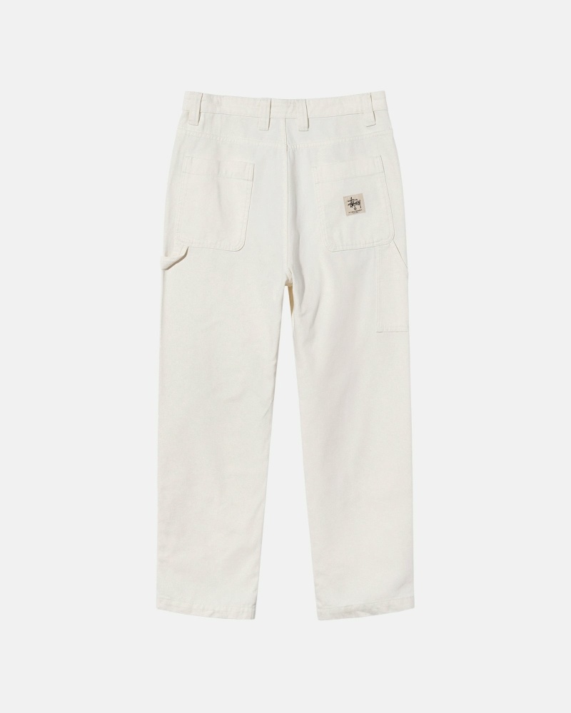 Beige Stussy Canvas Men's Work Pants | USA000550