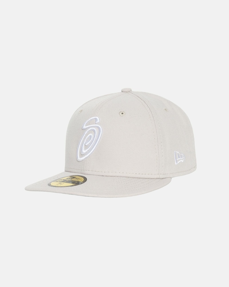 Beige Stussy Curly S 59Fifty New Era Men's Caps | USA000428