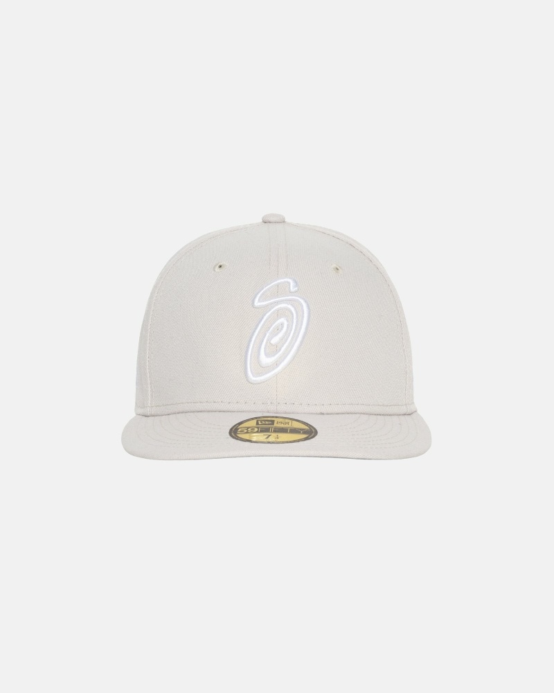 Beige Stussy Curly S 59Fifty New Era Men\'s Caps | USA000428