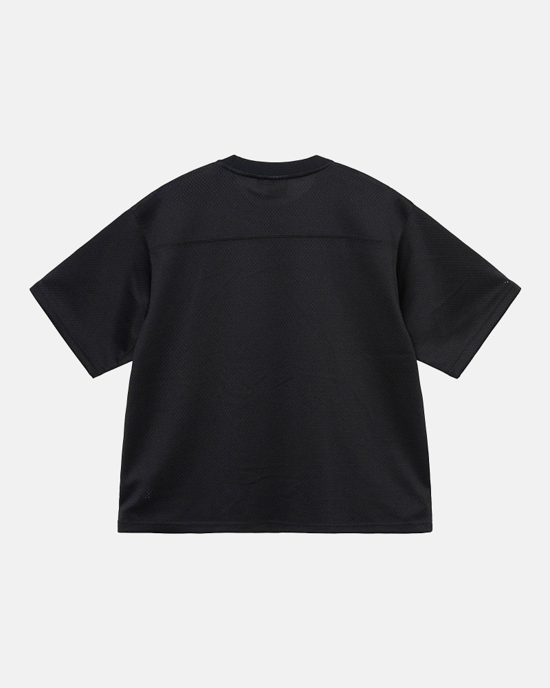 Black Stussy 4X4 Mesh Football Jersey Men's T Shirts | USA000091