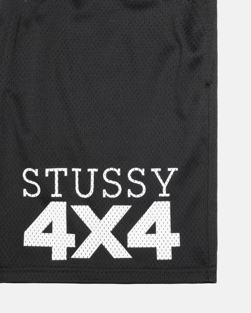 Black Stussy 4X4 Mesh Short Men's Shorts | USA000617