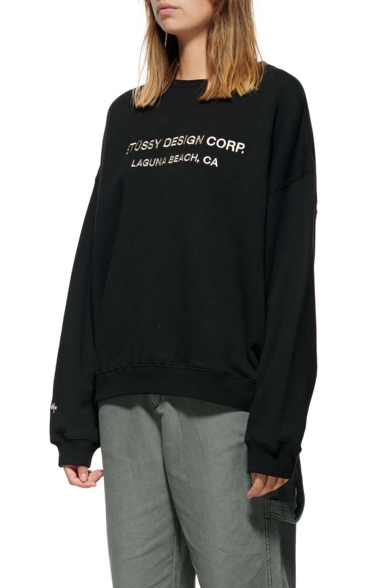 Black Stussy Alcott OS Crew Women's Sweaters | USA000813