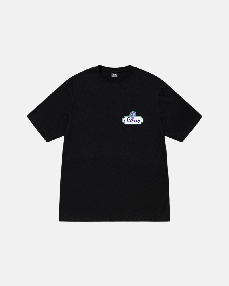 Black Stussy Authentic Men's T Shirts | USA000096