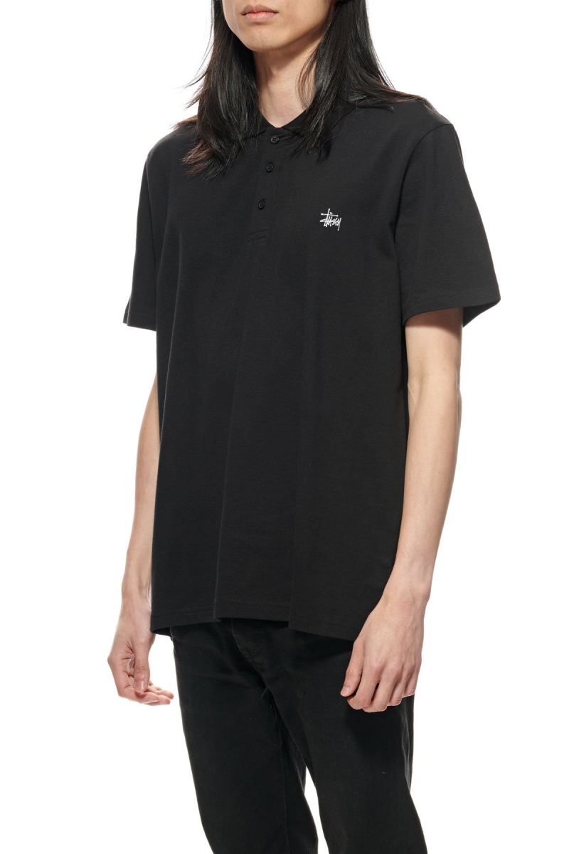 Black Stussy Authentic SS Polo Men's Shirts | USA000294