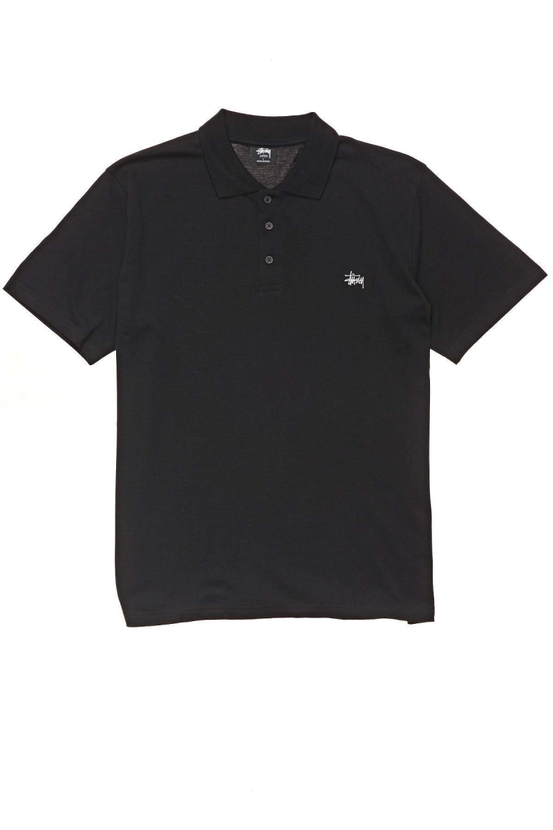 Black Stussy Authentic SS Polo Men\'s Shirts | USA000294