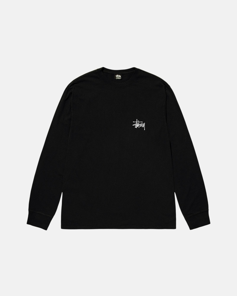 Black Stussy Basic Ls Men's T Shirts | USA000101