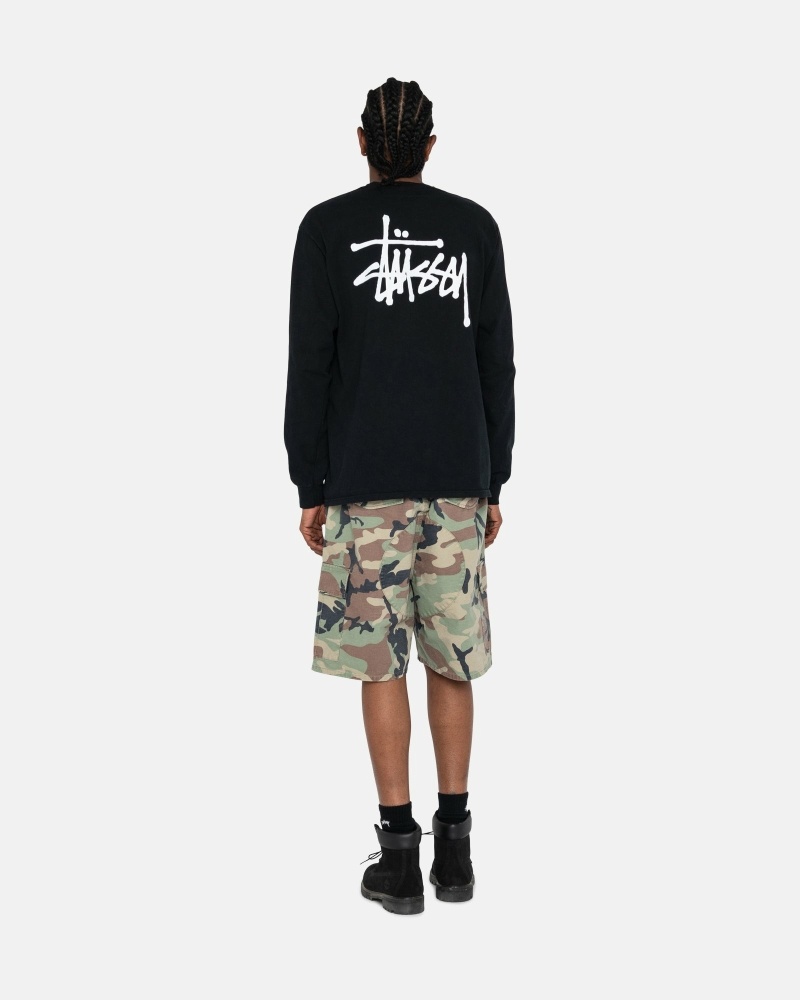 Black Stussy Basic Ls Men's T Shirts | USA000101