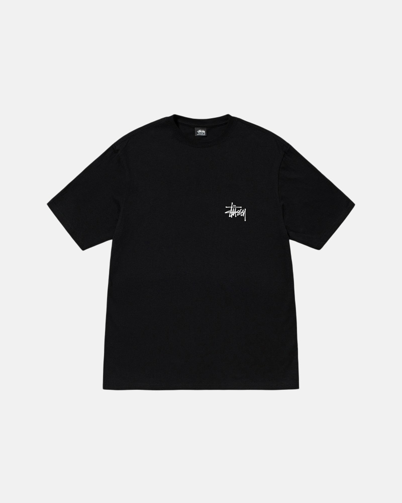 Black Stussy Basic Men's T Shirts | USA000111