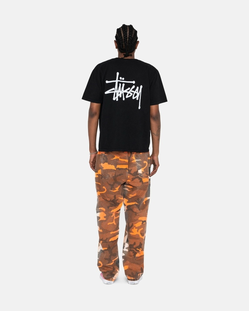 Black Stussy Basic Men's T Shirts | USA000111