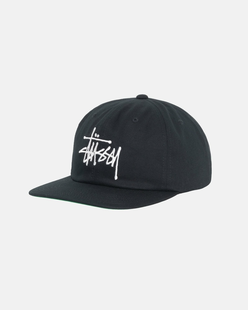 Black Stussy Basic Strapback Men's Caps | USA000399