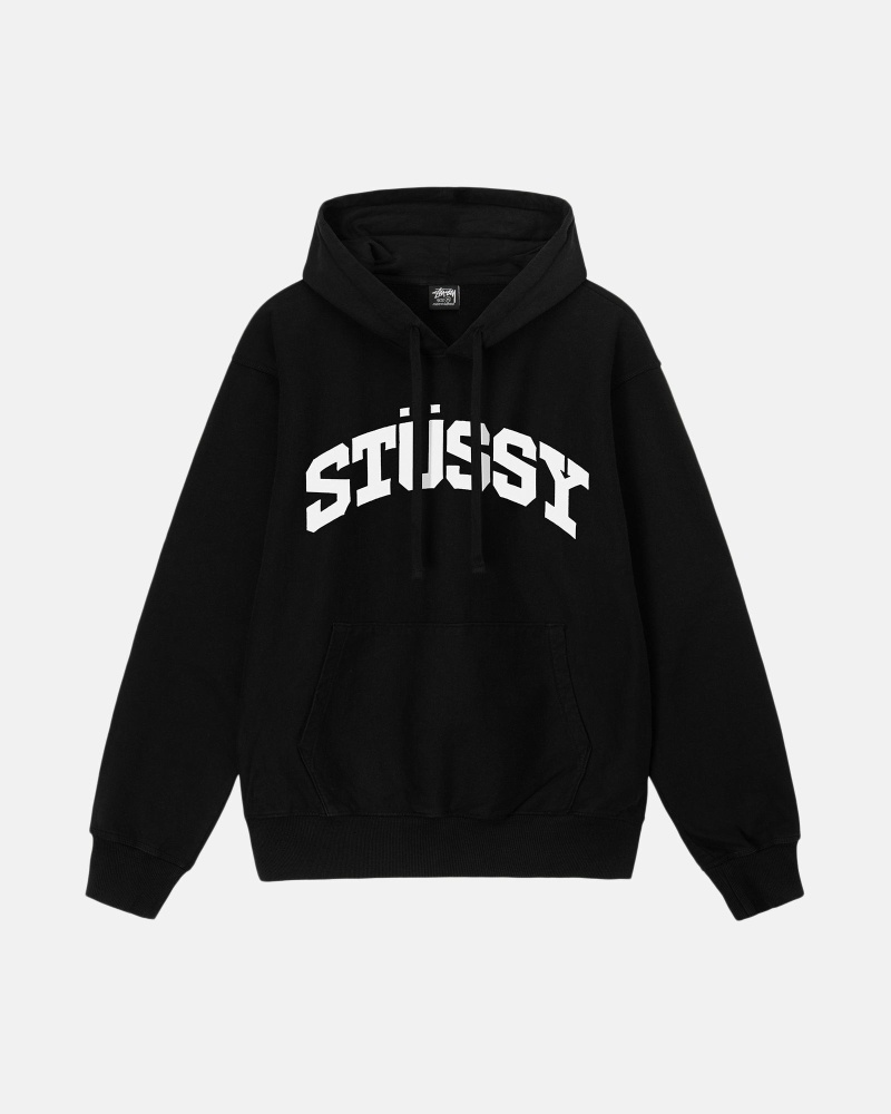 Black Stussy Block Sport Pigment Dyed Men\'s Hoodies | USA000020