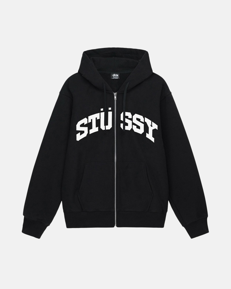 Black Stussy Block Sport Zip Men\'s Hoodies | USA000023