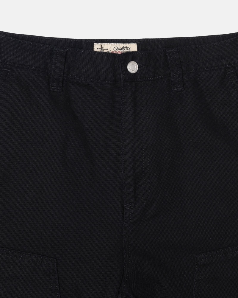 Black Stussy Canvas Men's Work Pants | USA000551