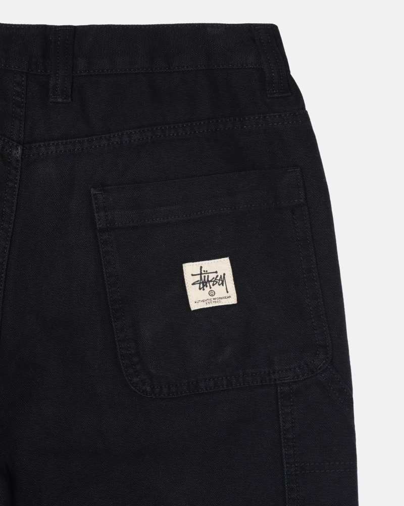 Black Stussy Canvas Men's Work Pants | USA000551