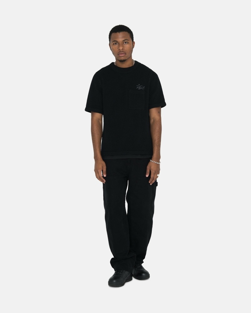 Black Stussy Canvas Men's Work Pants | USA000551