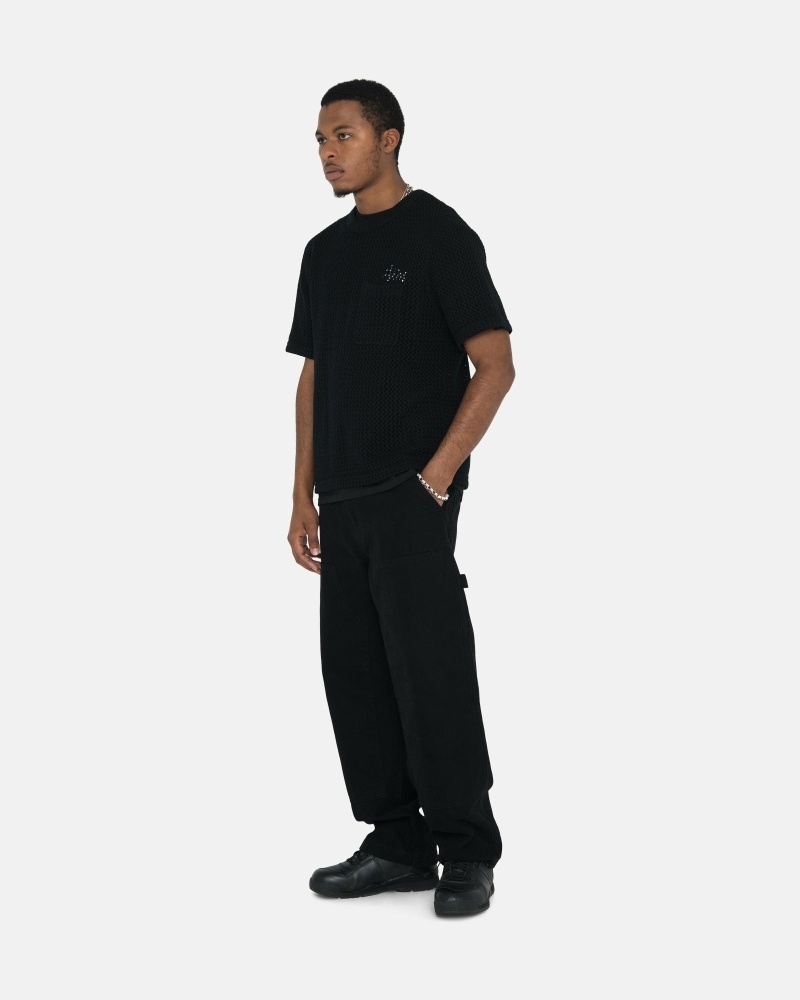 Black Stussy Canvas Men's Work Pants | USA000551