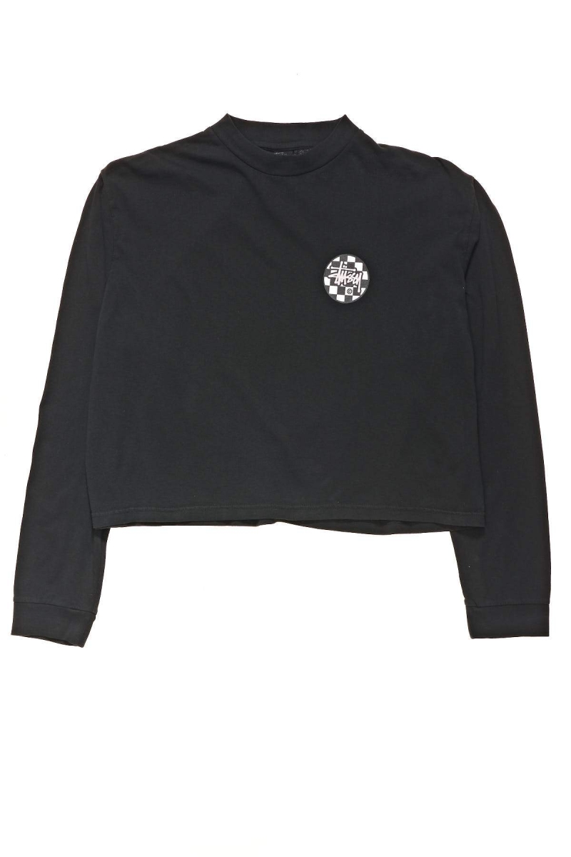 Black Stussy Chequer Dot LS Boxy Women\'s Sweatshirts | USA000896