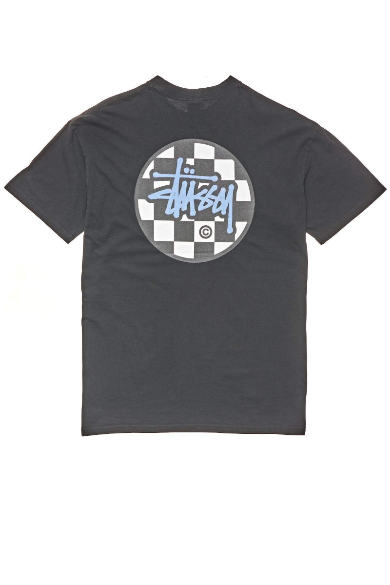 Black Stussy Chequer Dot SS Men's T Shirts | USA000119