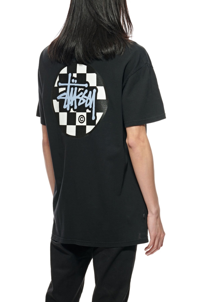 Black Stussy Chequer Dot SS Men's T Shirts | USA000119