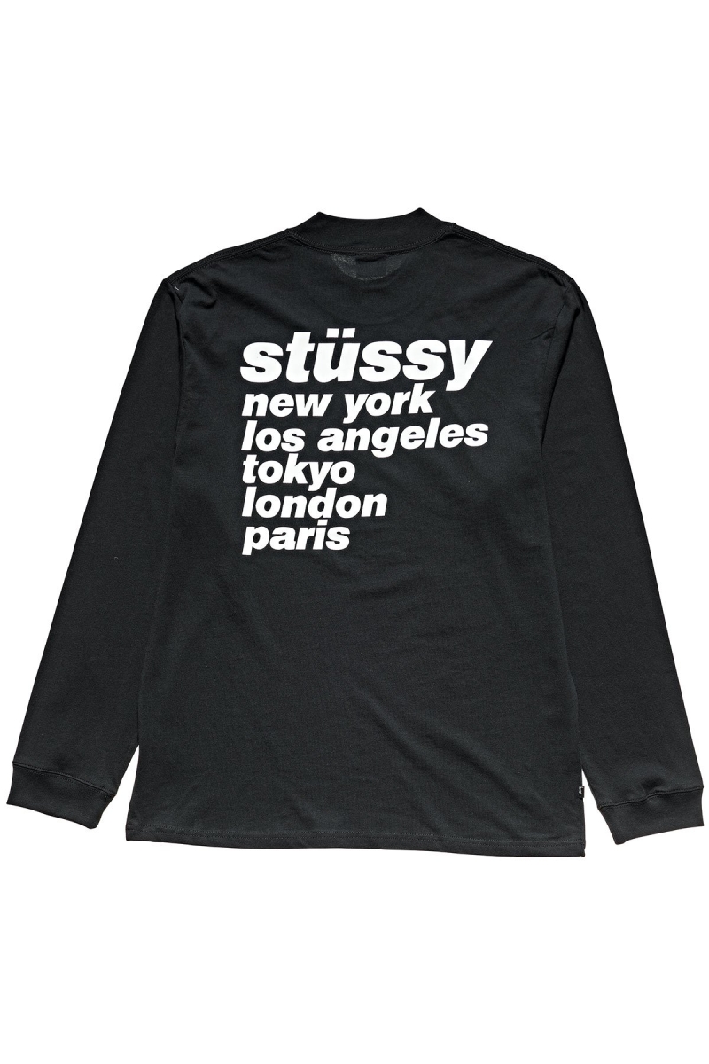 Black Stussy Cities Men's Sweatshirts | USA000903