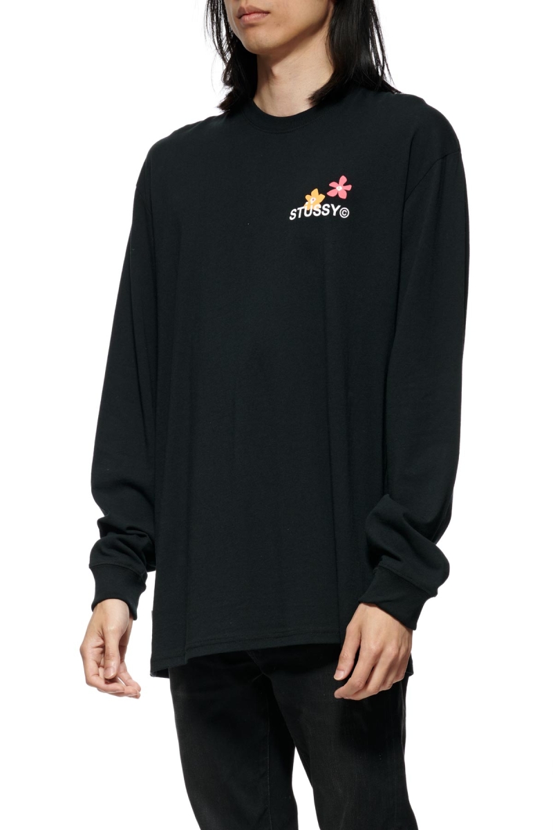 Black Stussy City Flowers Men's Sweatshirts | USA000906