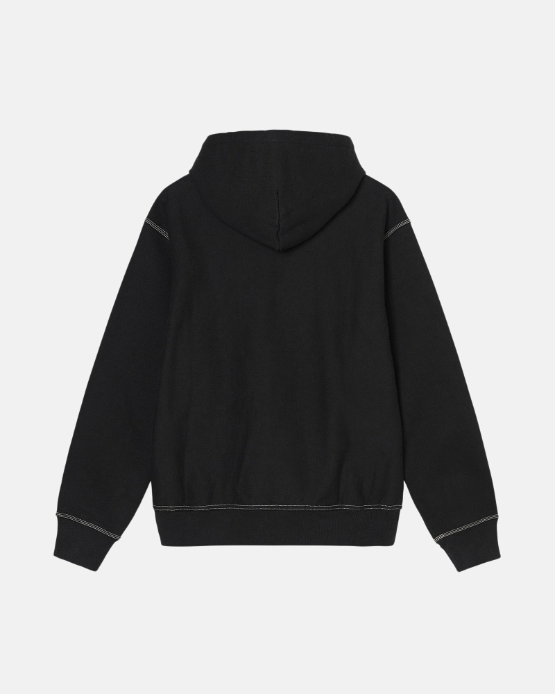 Black Stussy Contrast Stitch Label Men's Hoodies | USA000032