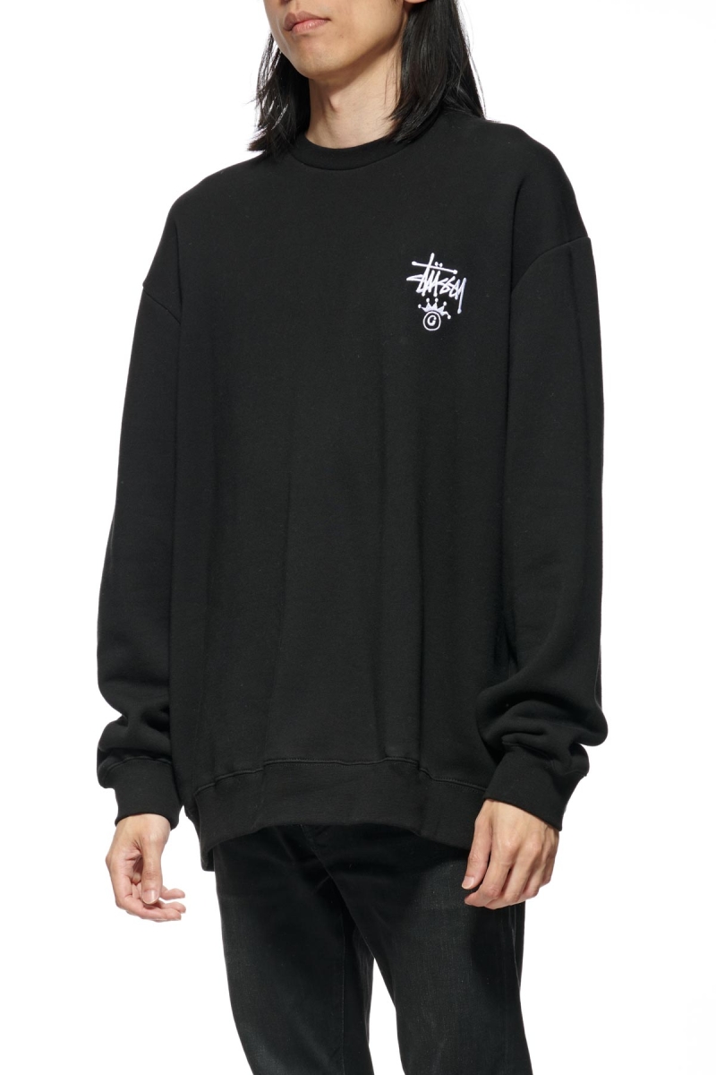 Black Stussy Copyright Crown Crew Men's Sweaters | USA000828