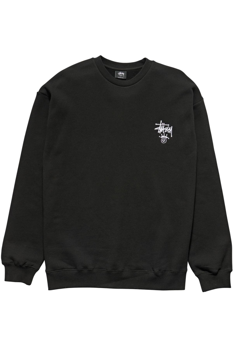 Black Stussy Copyright Crown Crew Men\'s Sweaters | USA000828