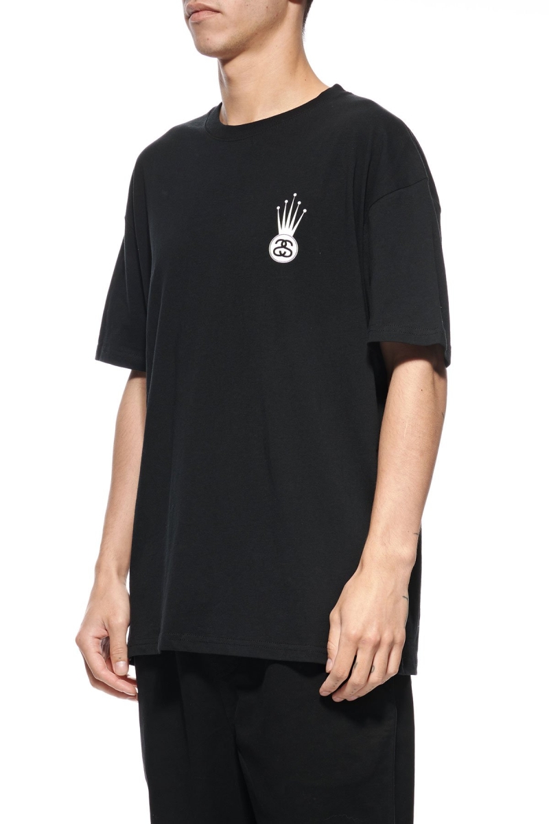 Black Stussy Crown Link SS Men's T Shirts | USA000145