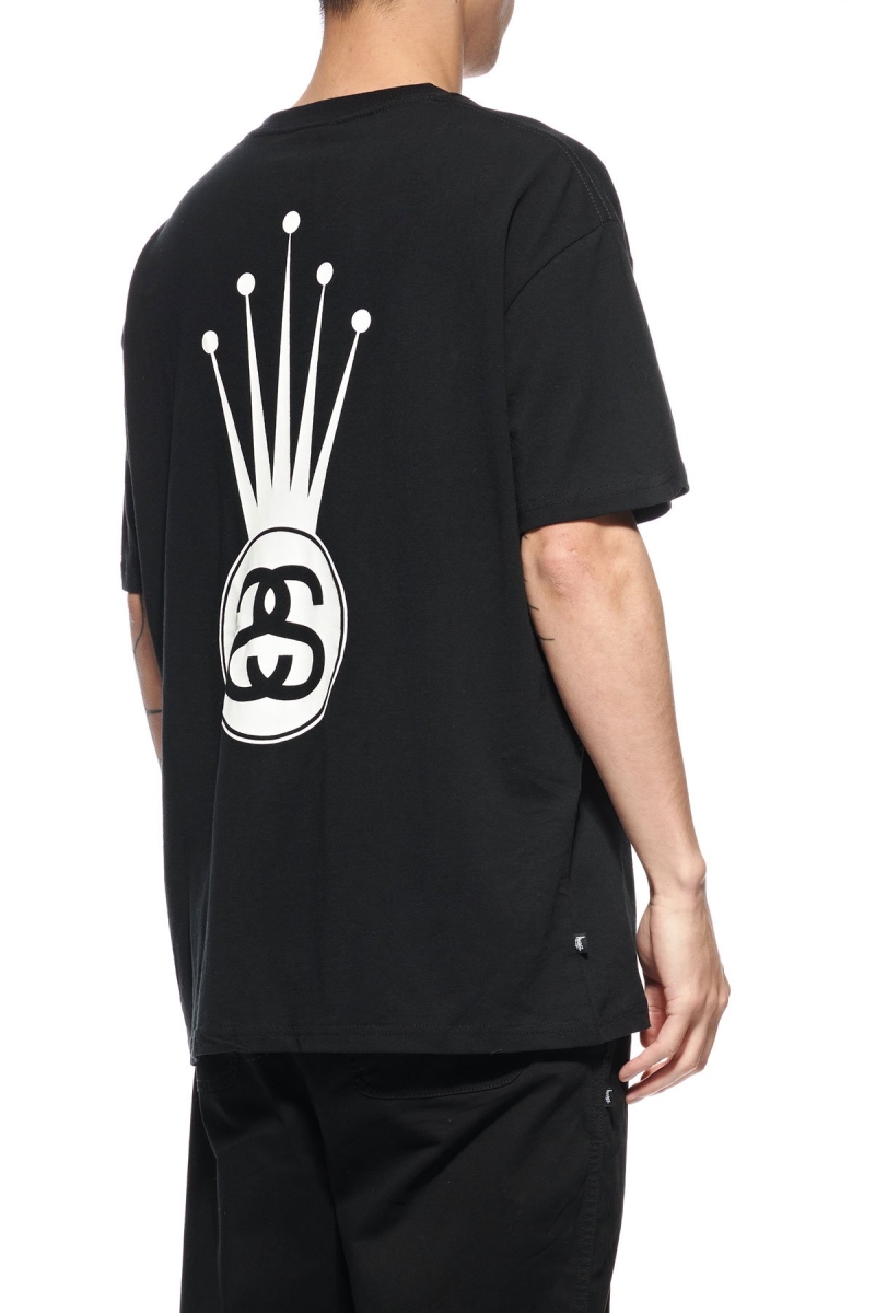 Black Stussy Crown Link SS Men's T Shirts | USA000145