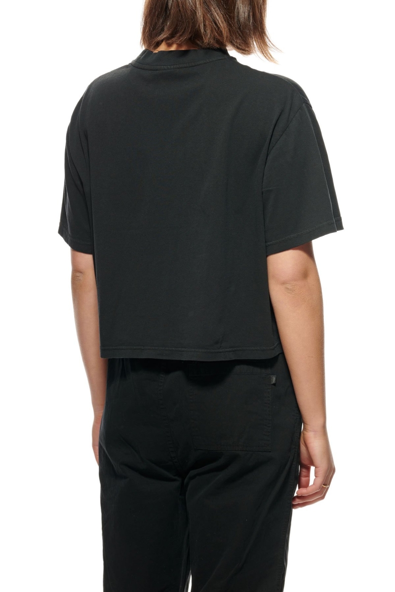 Black Stussy Designs Pocket Boxy Women's T Shirts | USA000153