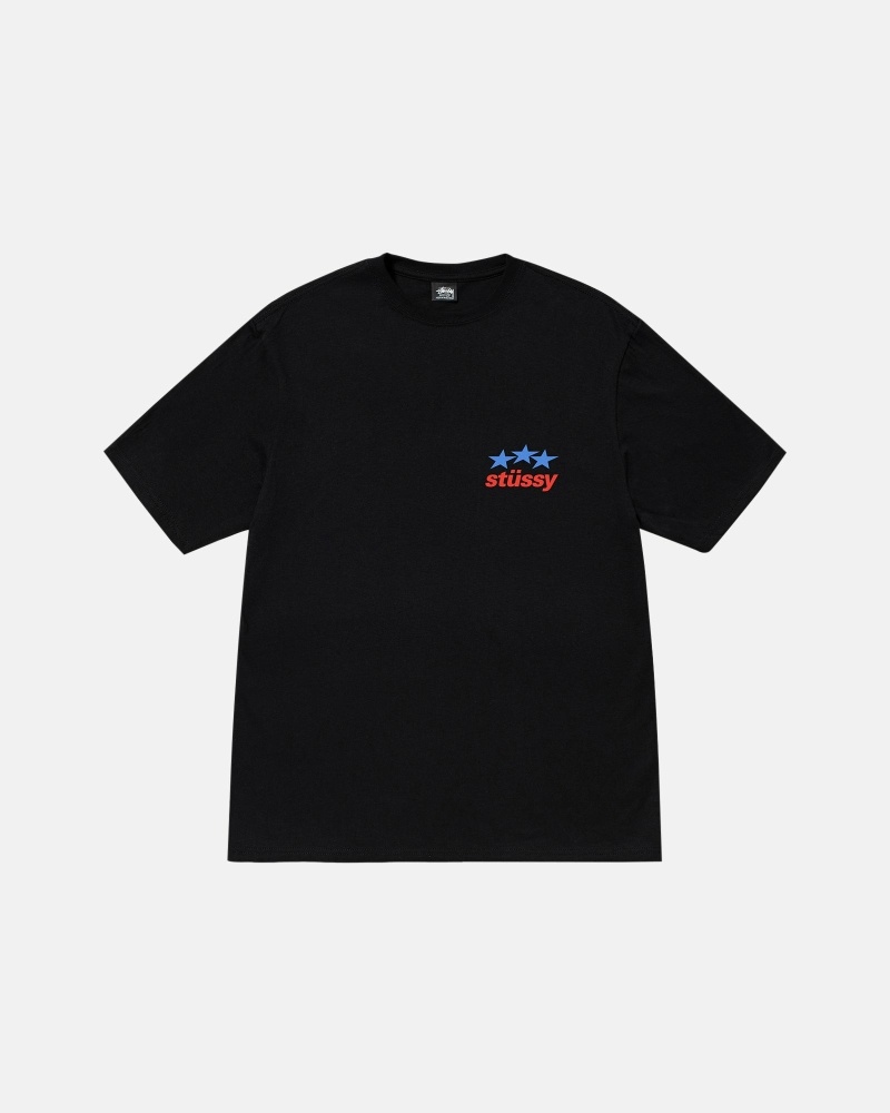 Black Stussy Designs USA Men's T Shirts | USA000158