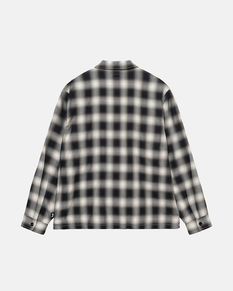 Black Stussy Eddie Plaid Zip Men's Shirts | USA000304