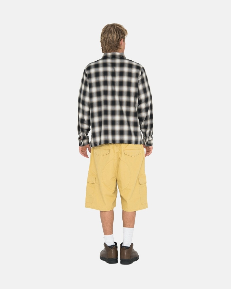 Black Stussy Eddie Plaid Zip Men's Shirts | USA000304