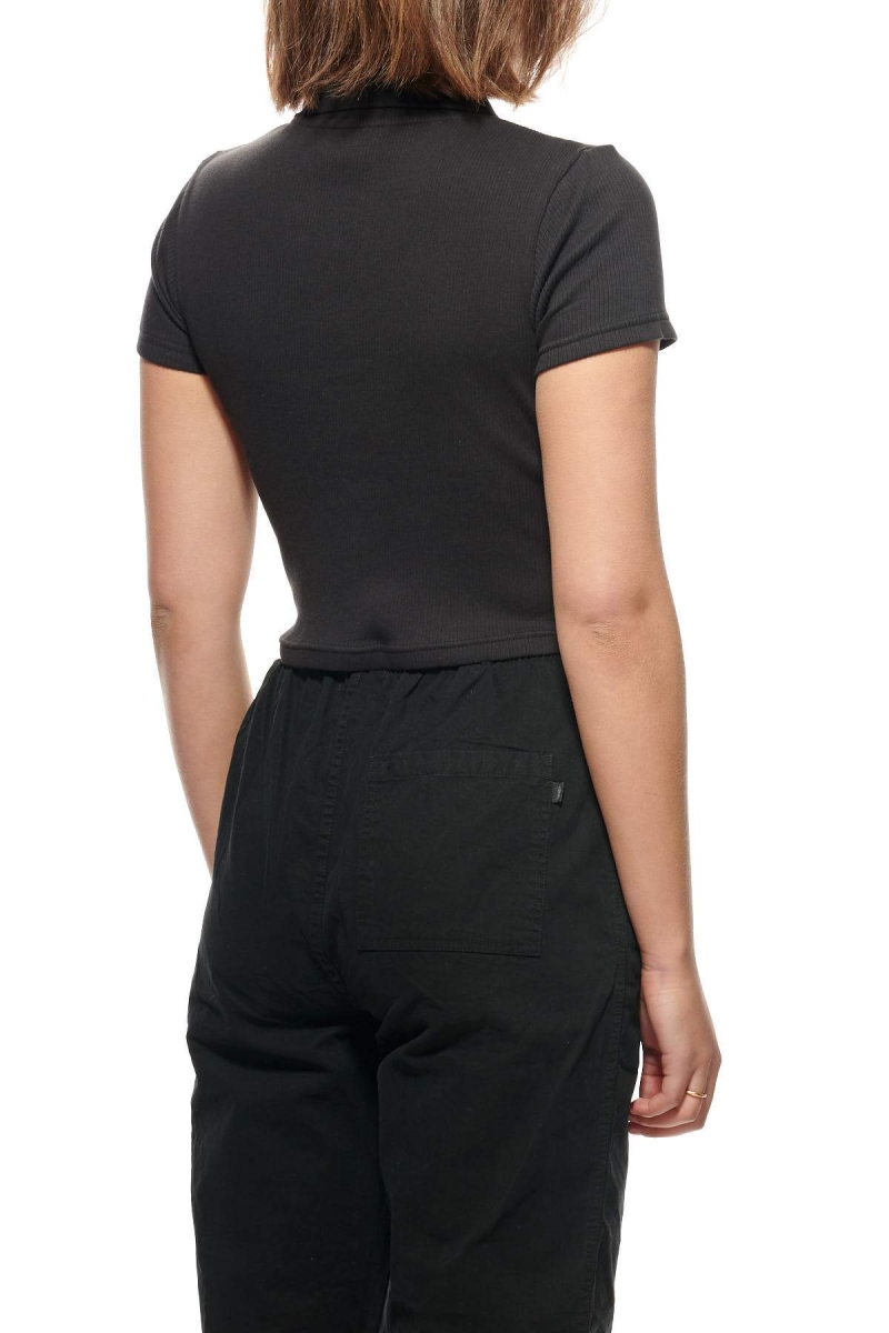 Black Stussy Elson Rib Polo Women's Shirts | USA000305