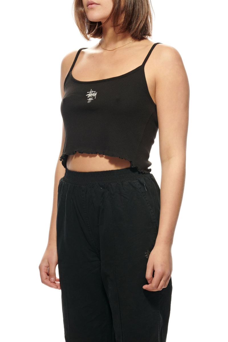 Black Stussy Fairmont Fluted Women's Singlets | USA000715