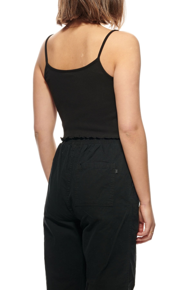 Black Stussy Fairmont Fluted Women's Singlets | USA000715