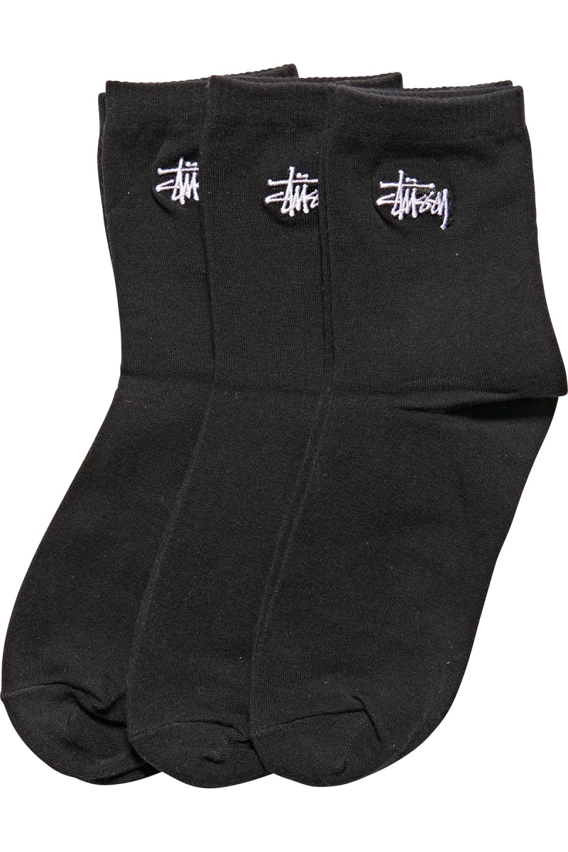 Black Stussy Graffiti Crew (3 Pack) Men\'s Socks | USA000725