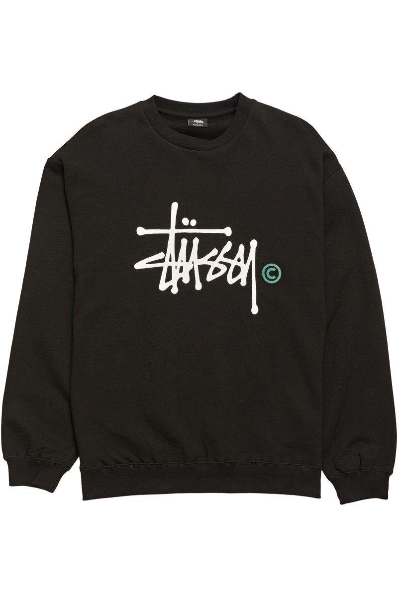 Black Stussy Graffiti Crew Men\'s Sweaters | USA000835