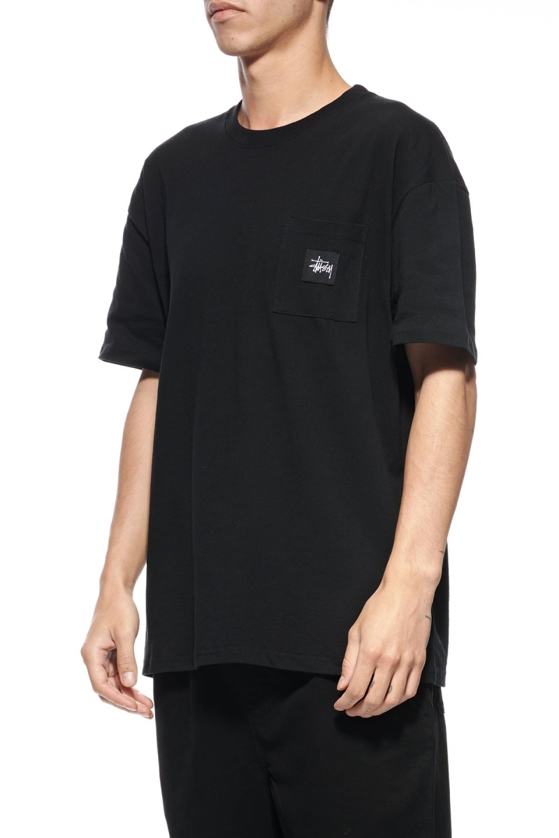 Black Stussy Graffiti Label SS Men's T Shirts | USA000178