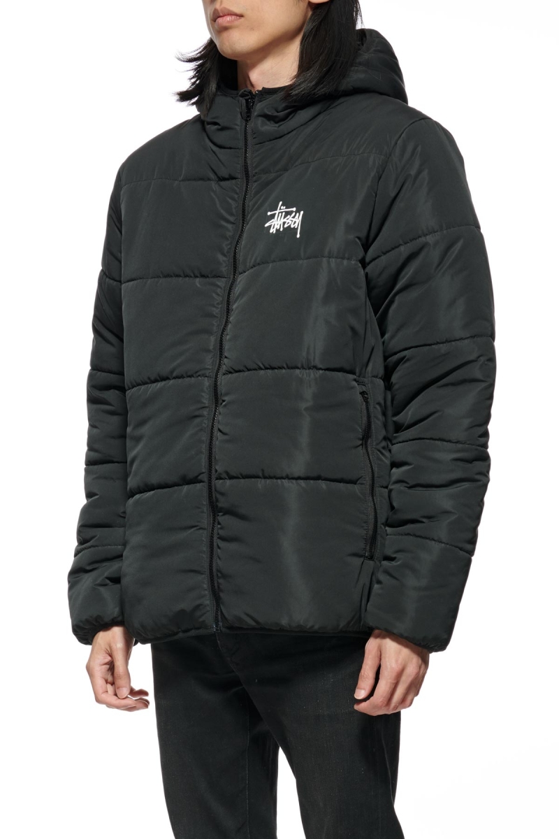 Black Stussy Graffiti Lightweight Puffa Men's Jackets | USA000342