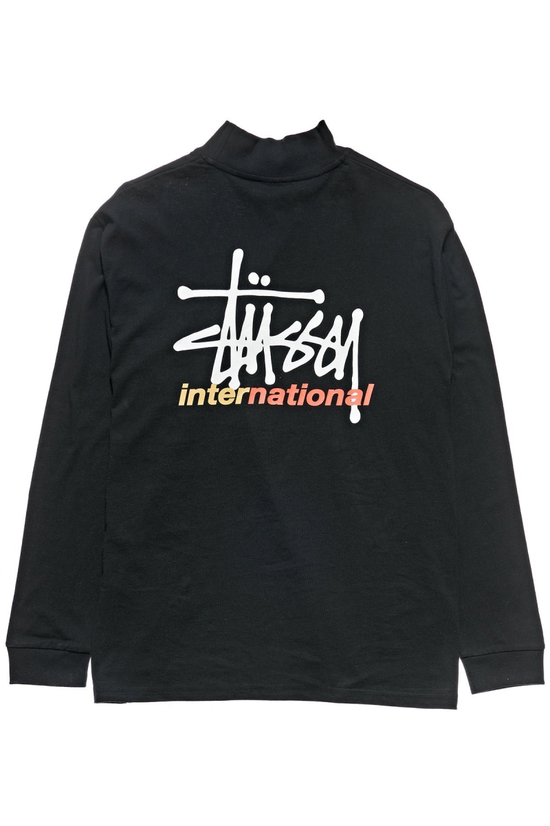 Black Stussy Graffiti Mock Neck LS OS Women's Sweatshirts | USA000921