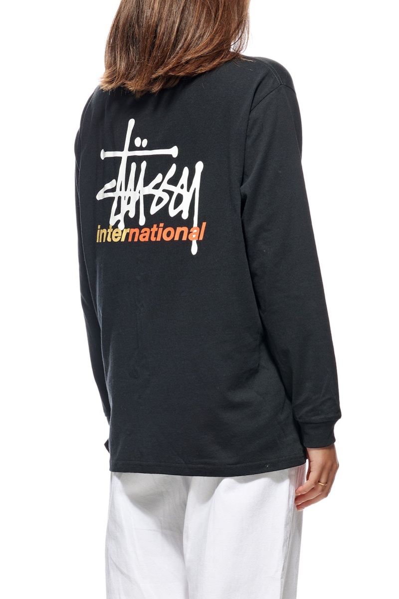 Black Stussy Graffiti Mock Neck LS OS Women's Sweatshirts | USA000921