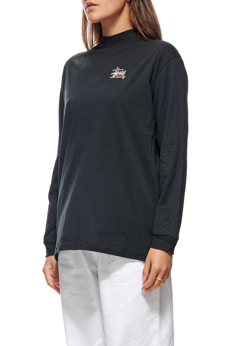 Black Stussy Graffiti Mock Neck LS OS Women's Sweatshirts | USA000921