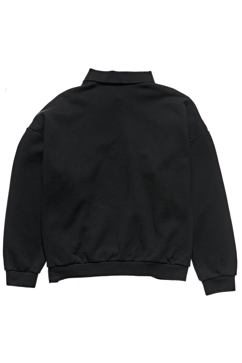 Black Stussy Graffiti OS Fleece Polo Women's Sweaters | USA000840